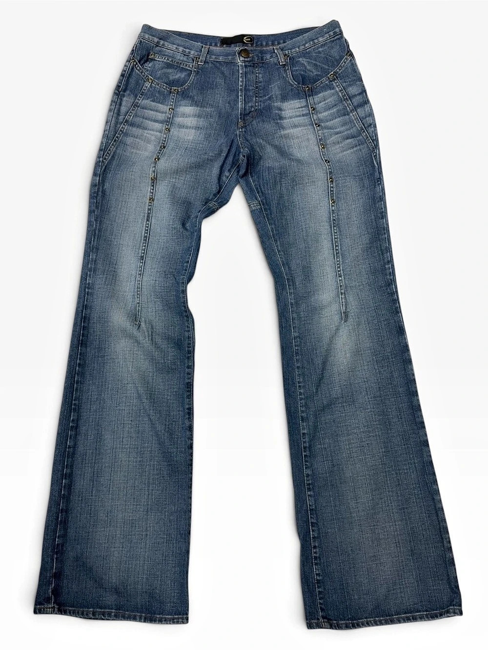 Roberto Cavalli Wide Leg Cotton Jeans in Blue Waist 38 NWT